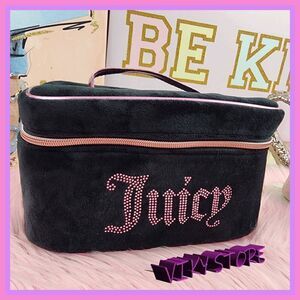 NWT 💕 Juicy Couture Black Velvet Train Case Travel Signature -  #7085 💕